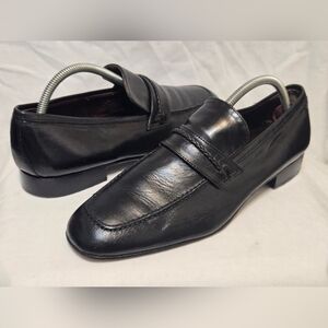 Antico Calzaturificio Mens Black Leather Slip On Shoes Sz EU 43 = US 10